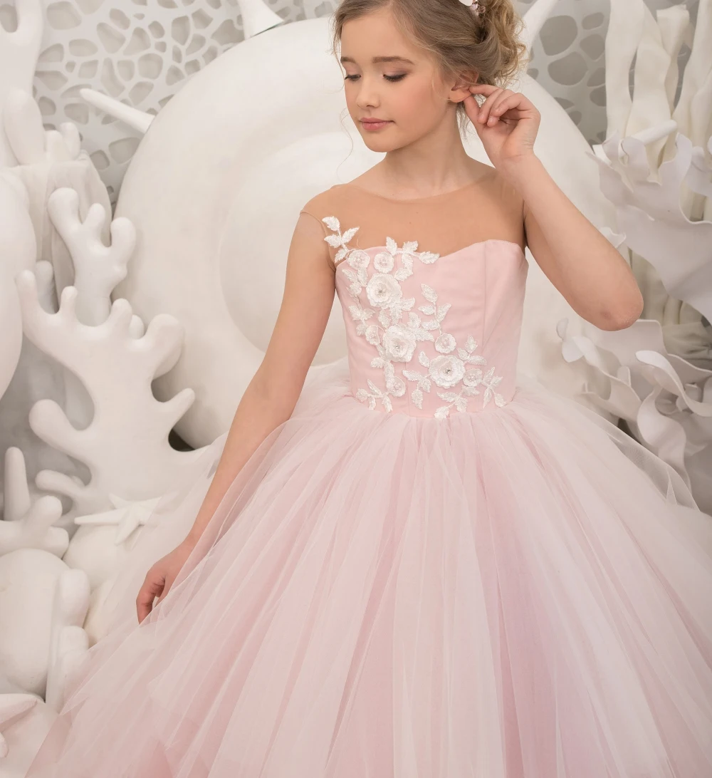 Lorencia-vestido rosa de flores para niña, para boda, capas escalonadas, princesa para niños pequeños, vestido de desfile, vestido de primera comunión YFD64