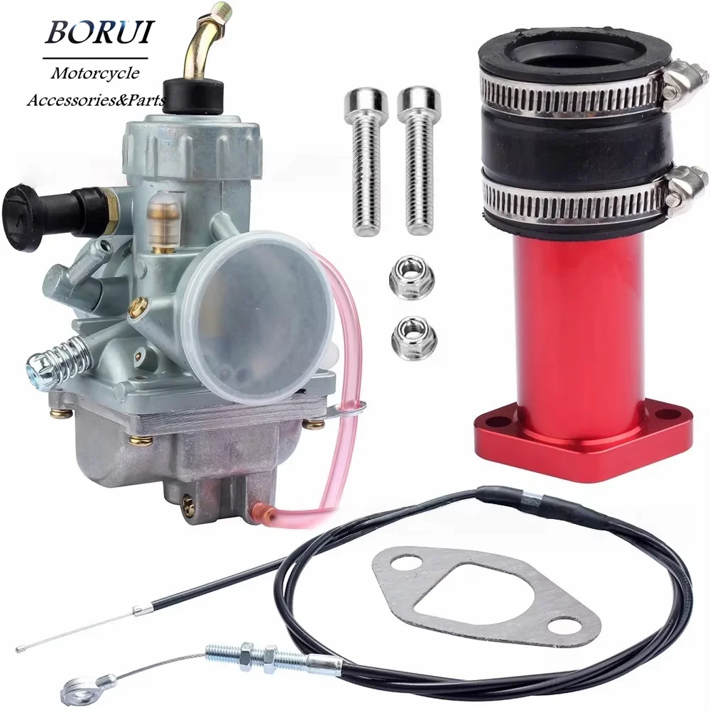 

Motorcycle Carburetor Intake Manifold Throttle Cable Kit for 212cc GX200 PWK24 YAMAHA VM24 DT125 DT175 RX125 Dirt Bike Go Karts