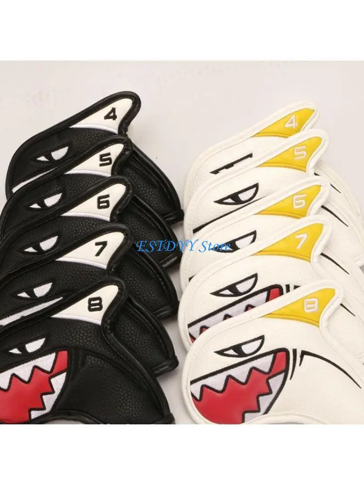 G6DE 9Pcs/pack Golf Club for Head Covers PU Leather Golf Putter Headcover Protector Waterproof Headcovers Pack 17x9cm 6.69x3.