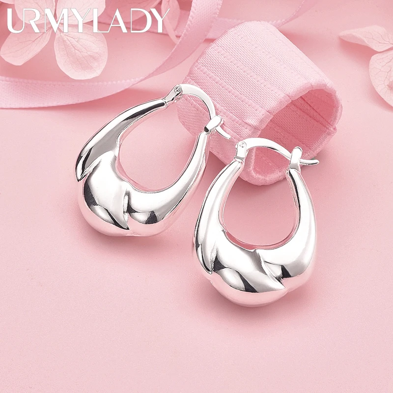 URMYLADY 925 فضة فاخر السلس أقراط مشبكية للنساء الأذن كليب حفل زفاف موضة حلية مجوهرات