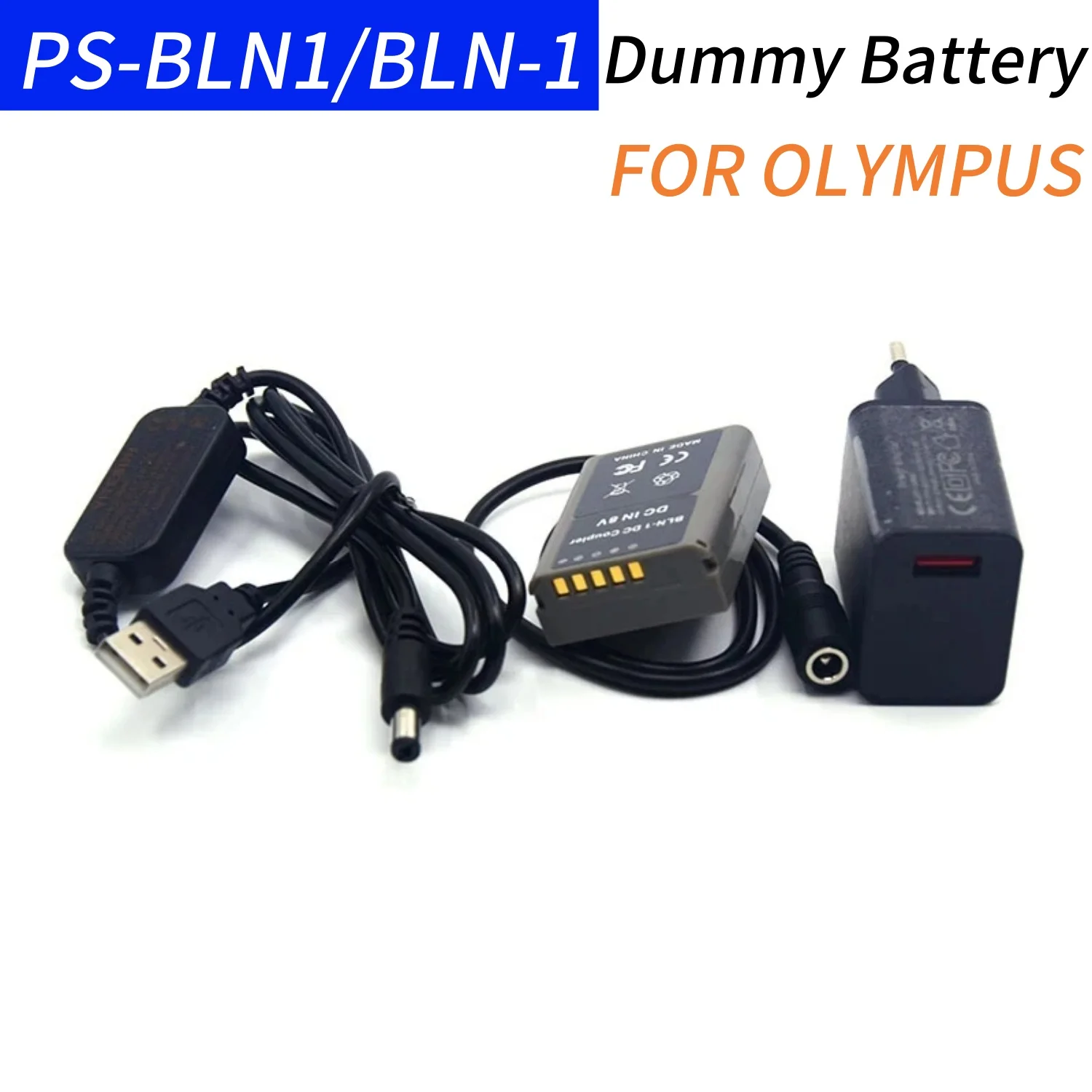 PS-BLN1 Dummy Battery BLN-1 DC Coupler+18W Fast Charger+DC Charging Cable for Olympus OM-D E-M5 II 2 E-M1 PEN E-P5 Camera