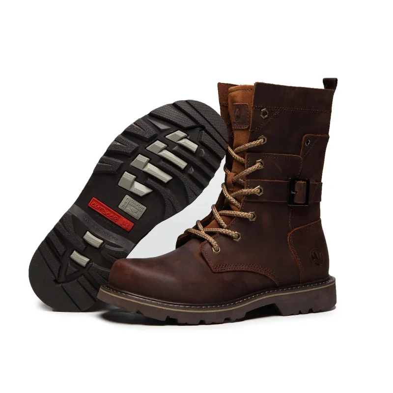KOWM botas tácticas impermeables piel de vaca para senderismo hombre - imagen 3