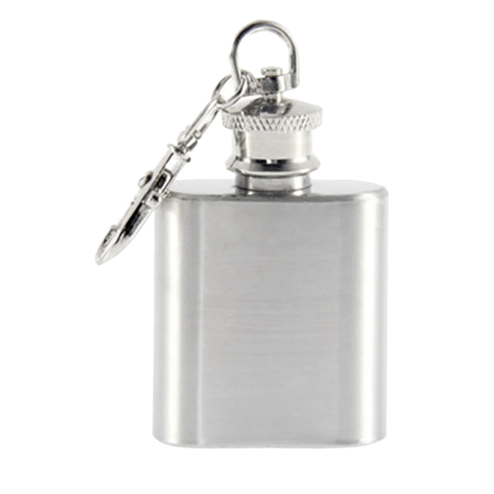 

Portable Hip Flask Stainless Steel Leakproof Pocket Size Whiskey Bottle Keychain Square Shaped Travel Hiking Hunting Lightweight