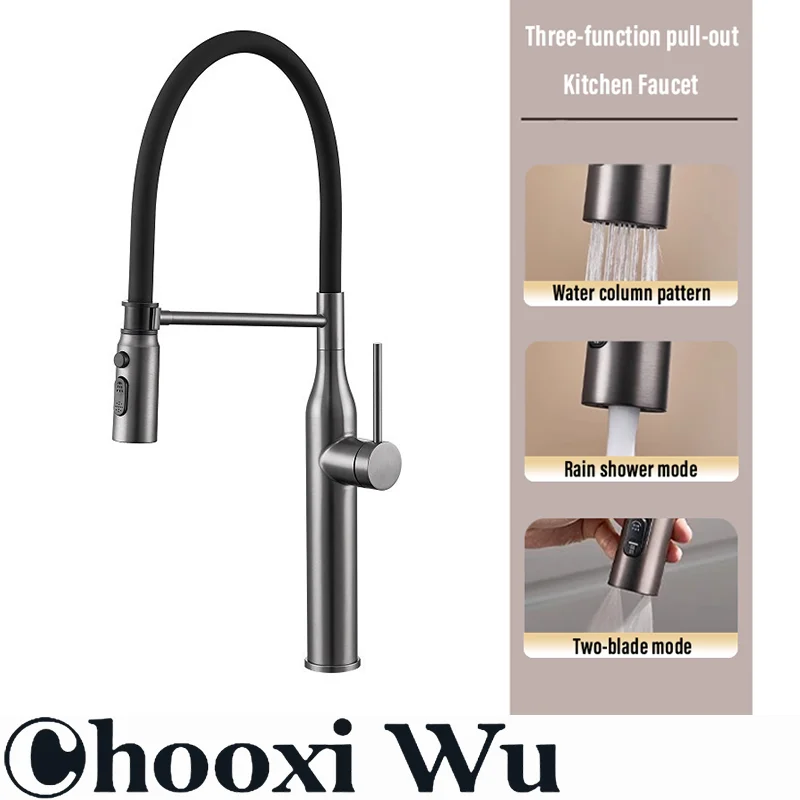 Kitchen magnetic hot and cold pull faucet, vegetable and dish washing sink splash-proof faucet