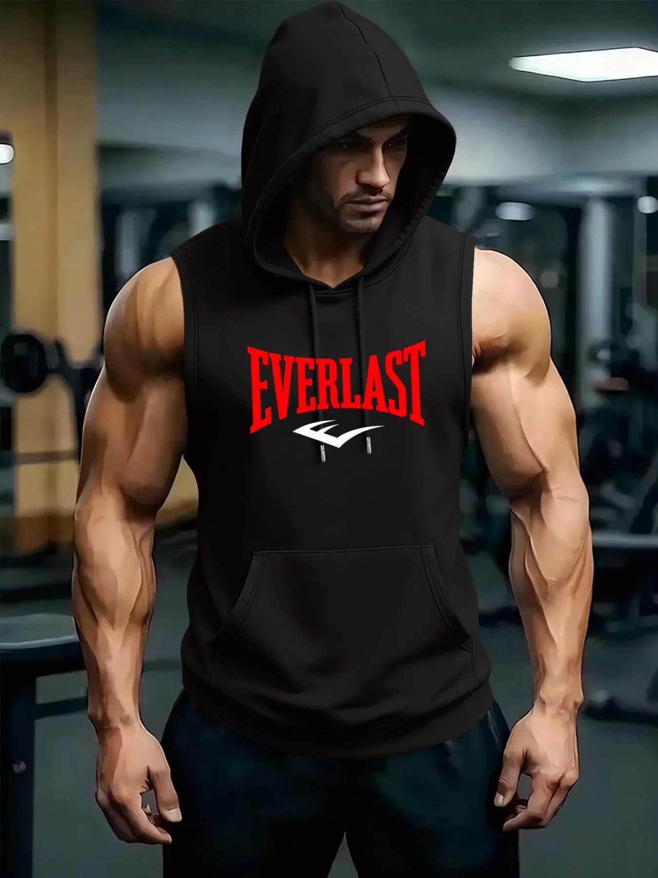 2026 Neue Herren Fitness- und Bodybuilding-Sportweste Ärmelloses T-Shirt Herren Laufweste mit Kapuze – Detail 8
