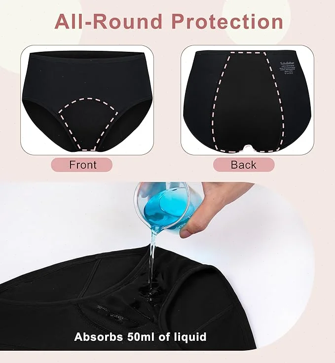 1/4PCS Women Period Panties Heavy Flow Leakproof Underwear Cotton Postpartum Menstrual Physiological Panty Teens Briefs S-3XL - Image 3