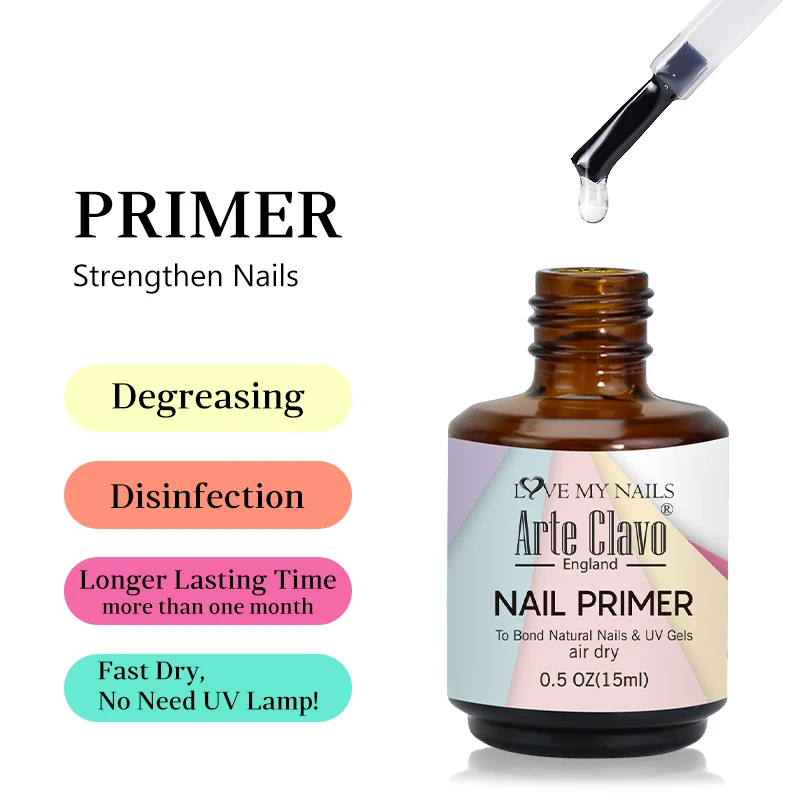 Arte Clavo 15ml Pre-desidratador de primer para unhas Gel Base Coat Top Coat Ácido de longa duração Acrílico UV Gel Esmalte Bonder