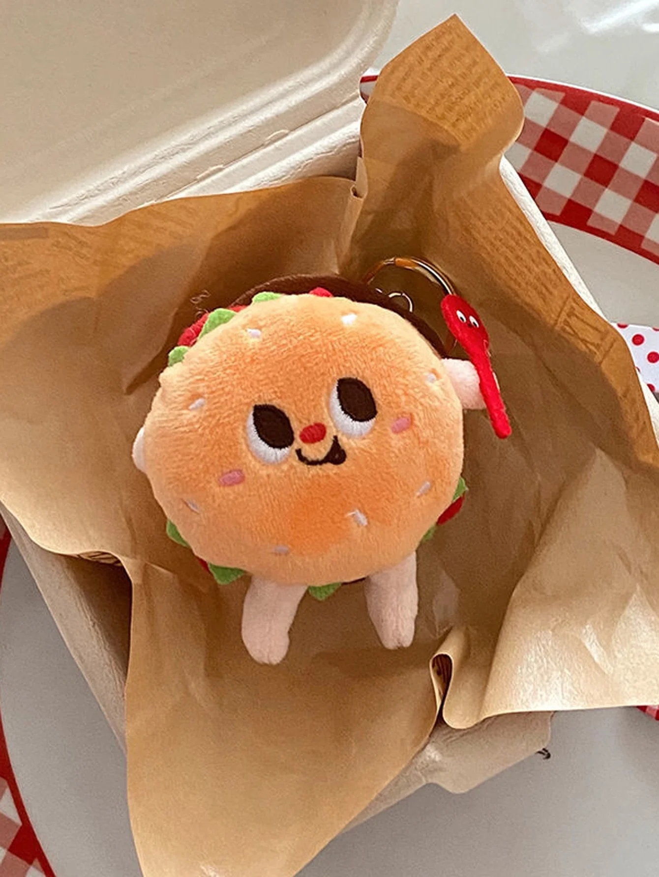 1PC-Burger plush dog toy - designed for bite resistant small dogs, interactive pet toy, suitable for chewing small dog toys