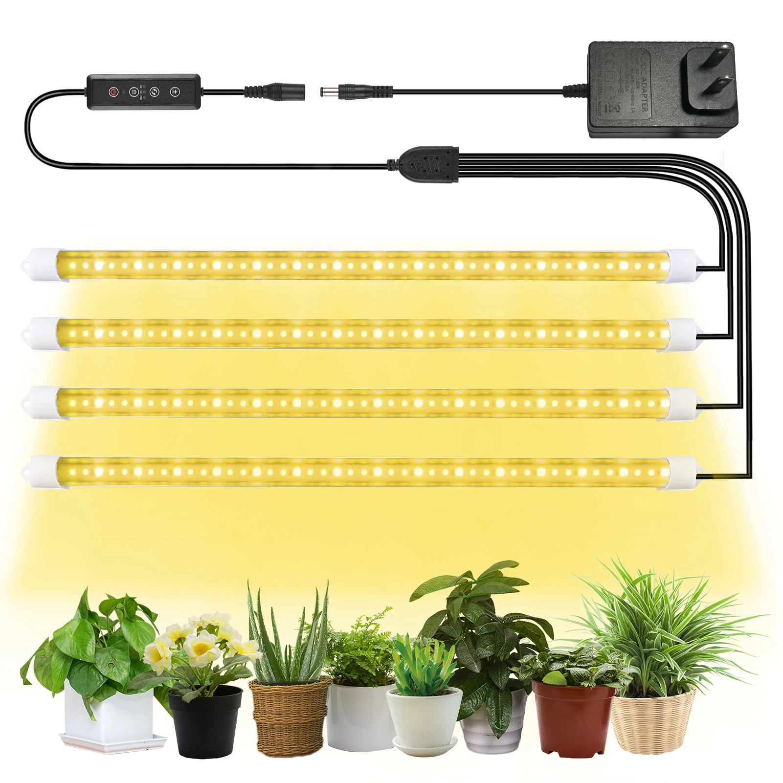 

4 Pack Led Grow Lights for Indoor Plants Waterproof Plant Light Strip 10 Dimmable Levels 3 Modes Timer Grow Lamp Remote Control