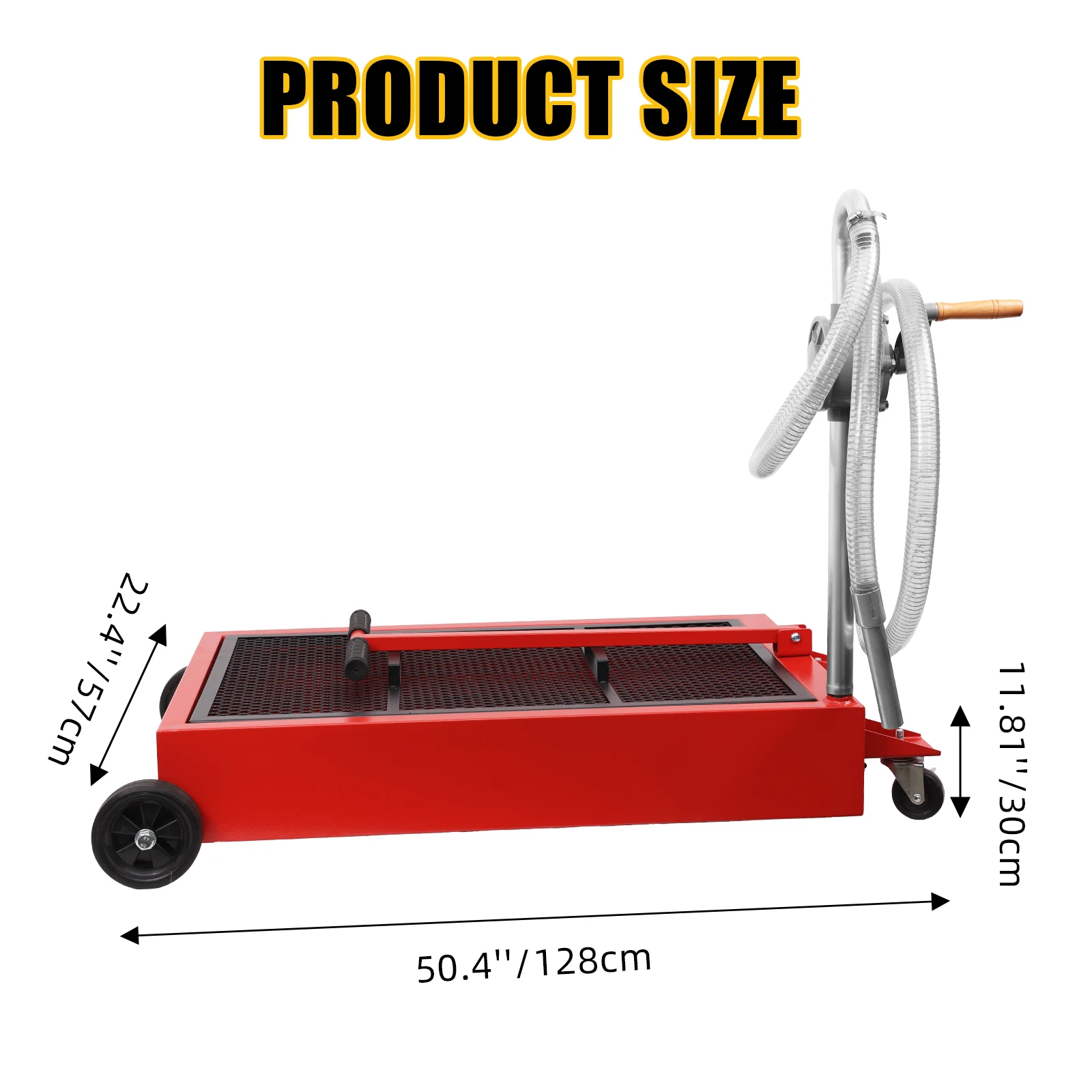 25 Gallon Oil Drain Pan, Oil Drain Tank Foldable 95L Low Profile Oil Drain Pan, Large Capacity Oil Change Pan, with Pump, Hose