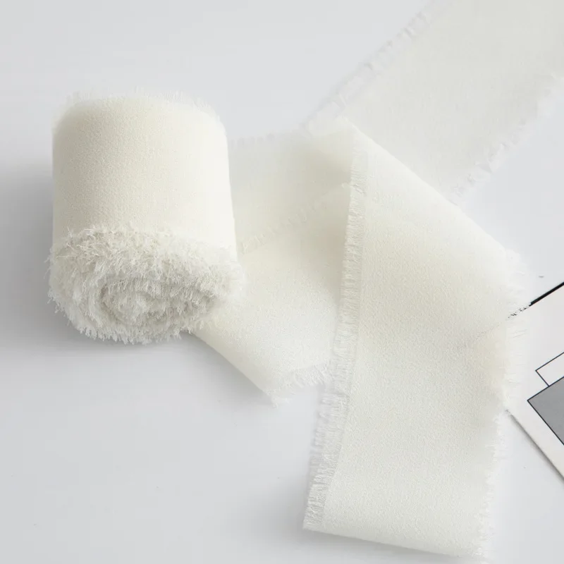 Snowflake Chiffon New Hanfu Wedding Hand-held Bouquet Tassel Ribbon Bow Decoration Solid Color Chiffon Multifunctional Ribbon