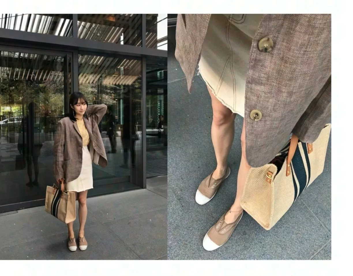 2026 New Striped Canvas Tote Bag Women Large Capacity Ins Office Commute Laptop Hand Shoulder Bag view 2