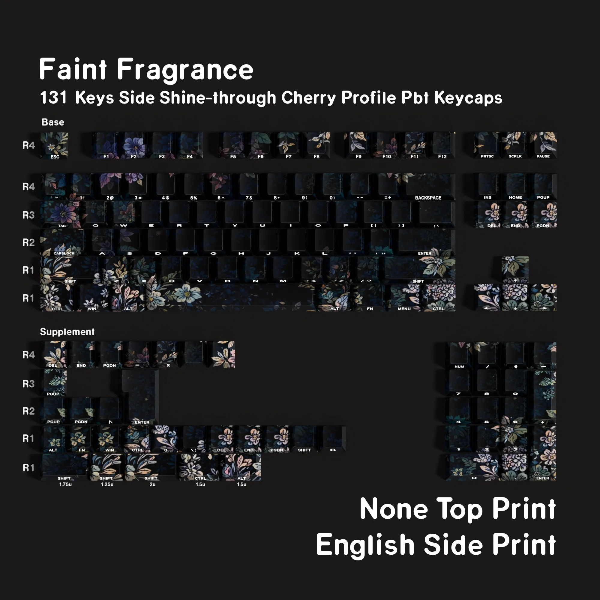 MAIMOOO Dark Aroma Keycaps With Translucent PBT Cherry Heat Sublimation Black Korean Russian Azerty Layout Keyboard Keycaps
