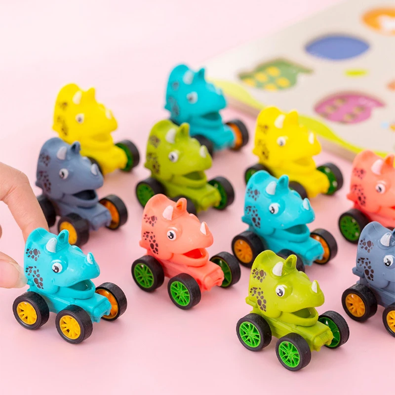 6Pcs Cartoon Mini Dinosaur Pull Back Car Toys for Kids Birthday Party Favors Baby Shower Pinata Fillers Halloween Gift Treat Bag