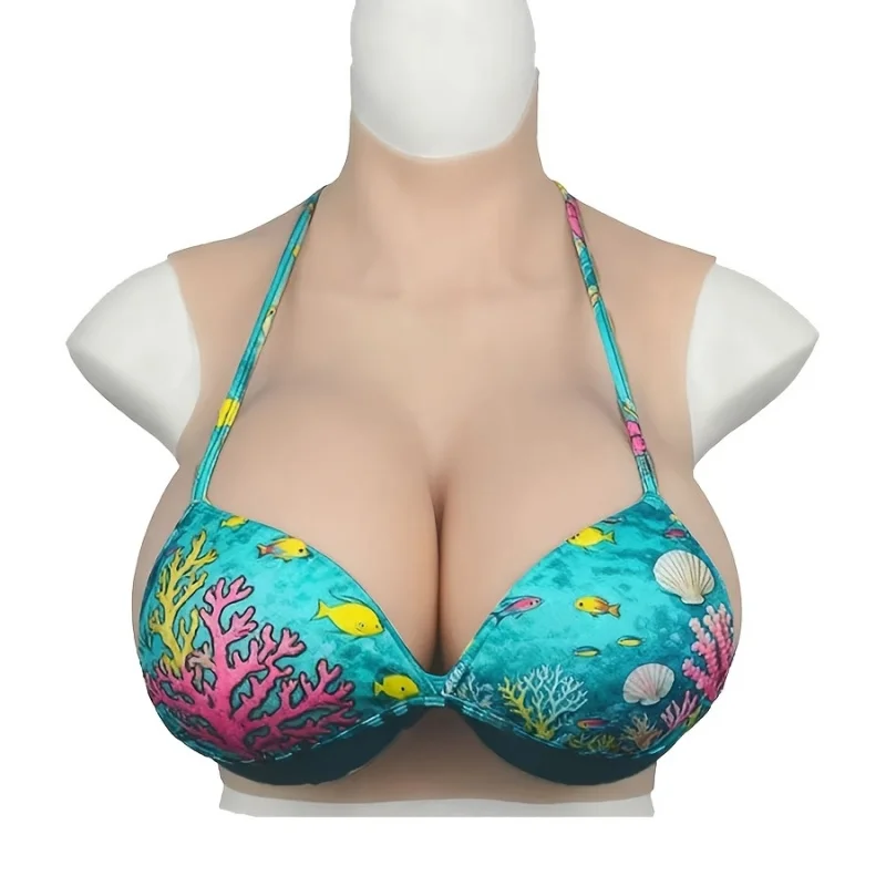 Huge Silicone Breast Forms for Drag Queen Crossdress Transgender Cosplay CDEG Sizes with Nipple Shake Fake Boobs Plate Bodysuit