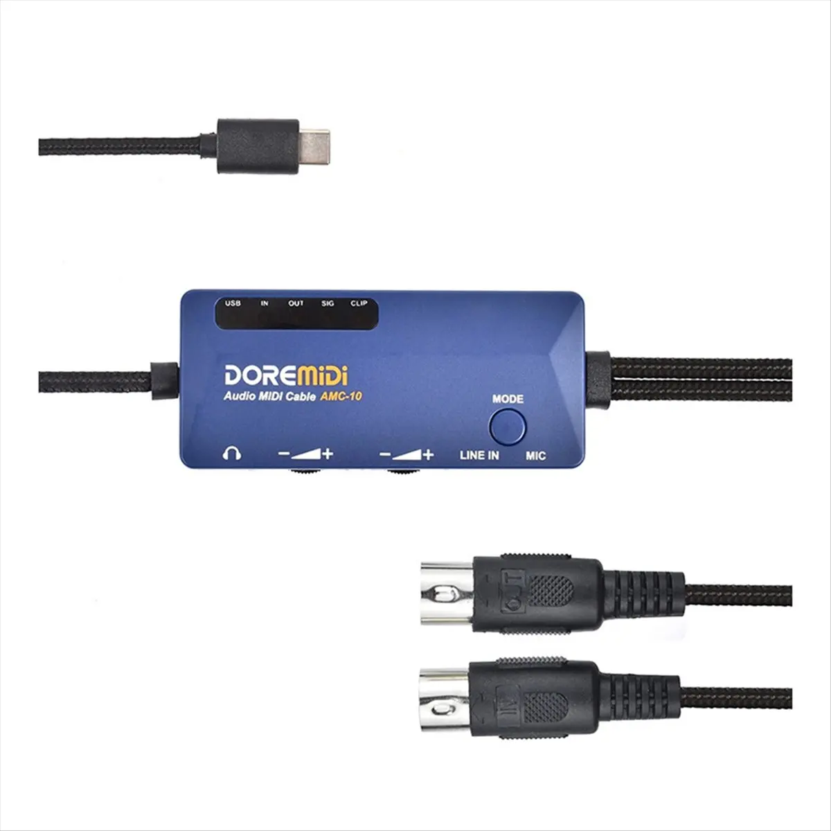 AA19 DOREMiDi AMC-11 USB-C Audio MIDI Cable Converter Dual Function Sound Card and MIDI Interface Plug and Play