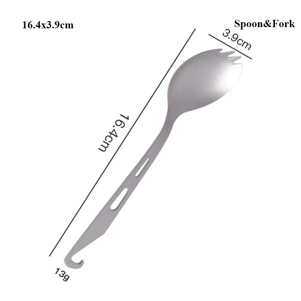 New Portable Titanium Spoon Long Handle Environmental Light Titanium Cookware Outdoor Camping Fork Outdoor Tool
