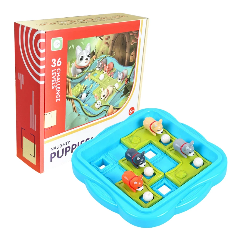 Jogo de tabuleiro Naughty Puppies para crianças, brinquedos educativos, lógica, pensamento inteligente, resolução de problemas, presente infantil, 36 desafios