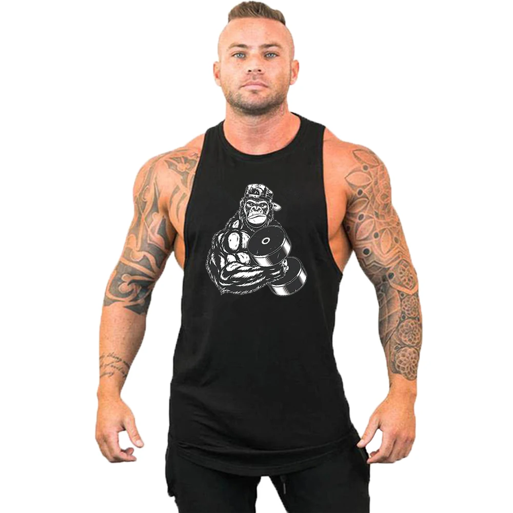 Brand Vest Muscle Fashion Gym Men Back Tank Top Sleeveless Stringer Clothing Bodybuilding Singlets Fitness Workout Sport T Shirt