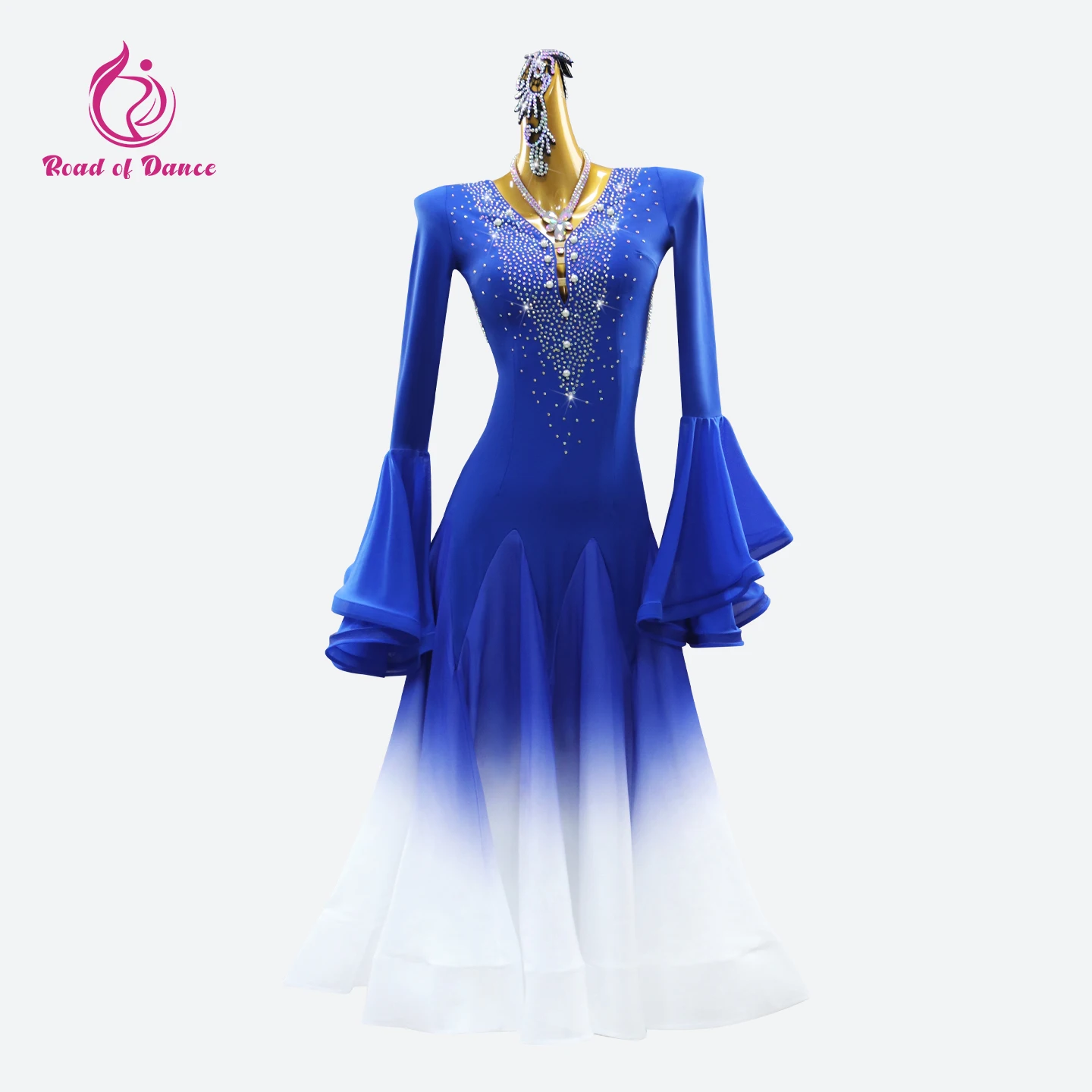 ملابس الرقص النسائية الحديثة فستان رقص الفلامنكو الفتيات ملعب كرنفال الملابس حفل زفاف الفالس زي أنيق المرحلة بدلة طويلة #1