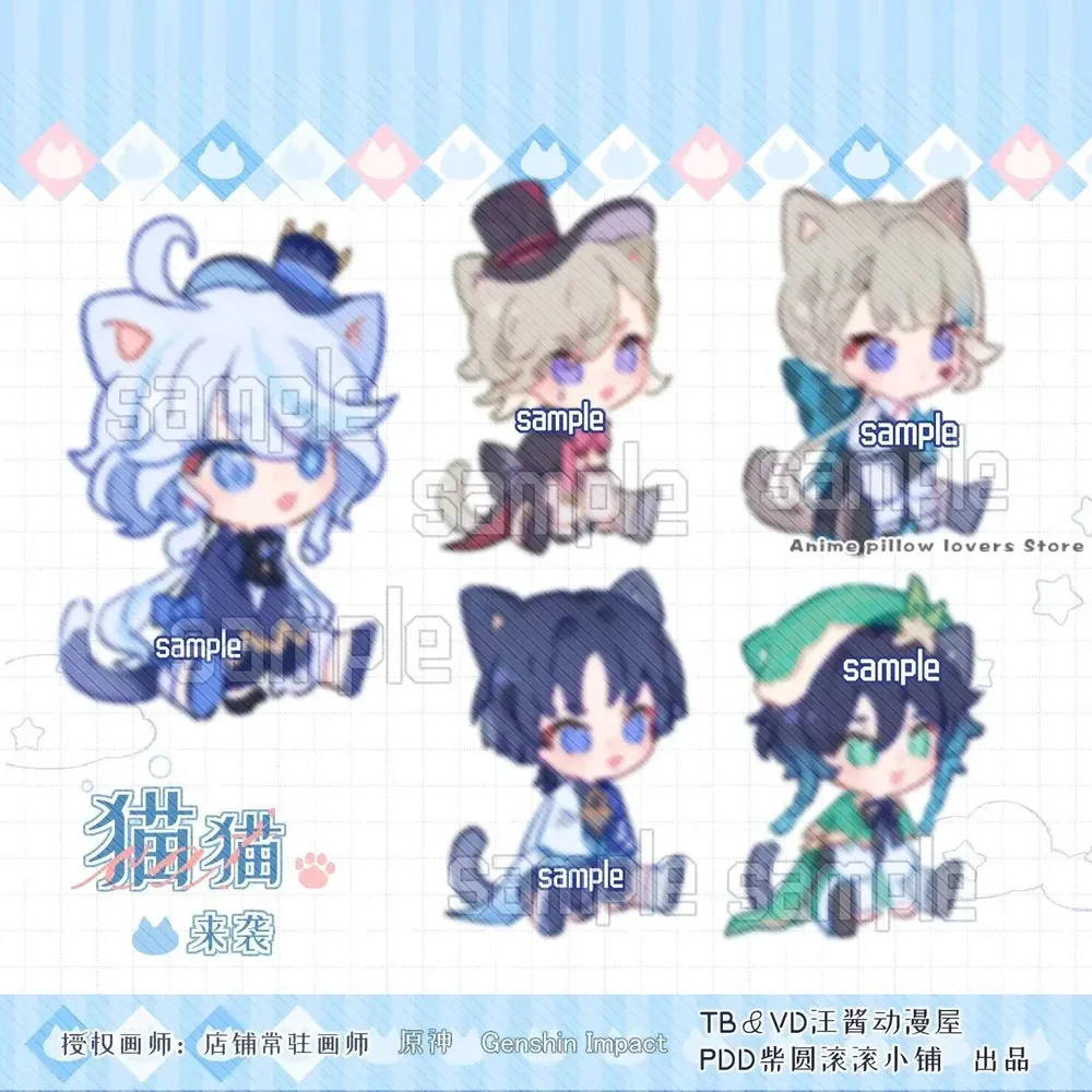 

Game a Genshin Impact Furina Lyney Lynette Wanderer Venti Cosplay Cute Cat Q Version Acrylic Stand Keychain Pendant Badge Brooch