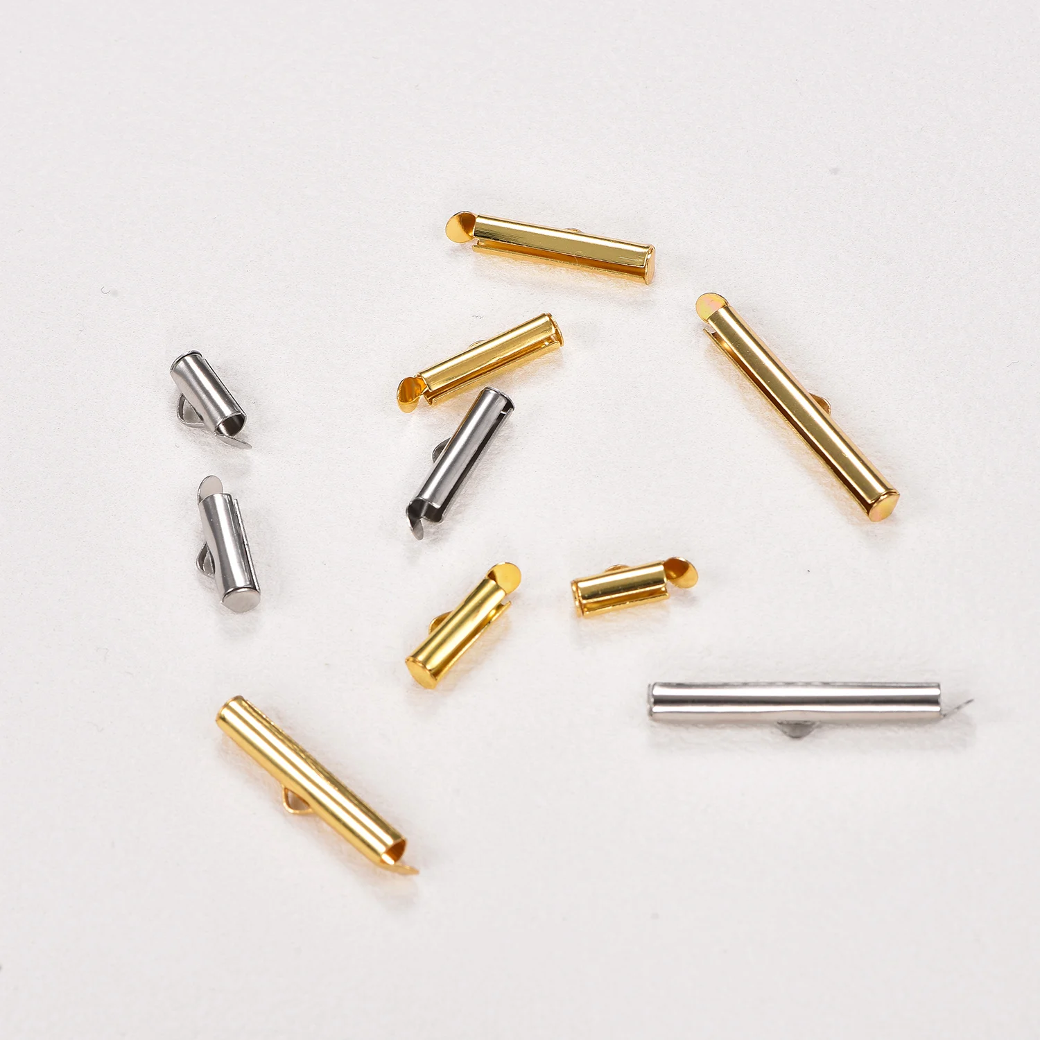 10 Stück Edelstahl-Endkappen, Rohrverschlüsse, Verbindungsschnallen, Crimp-Endperlen, Kettenverschlüsse für DIY-Armbänder, Bastelarbeiten und Schmuckherstellung – Detail 4