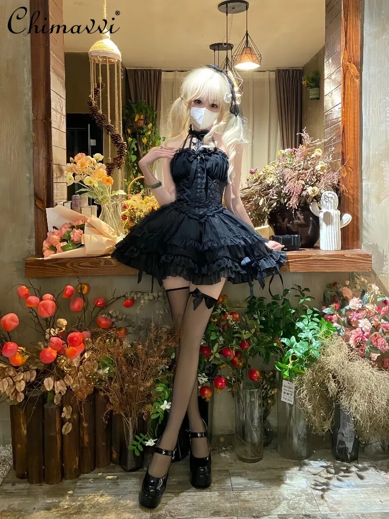 Lolita Style gothique foncé Halloween Cosplay robe de Style Ballet 2026 printemps été nouvelle fille Punk quotidien élégant robe courte bouffante