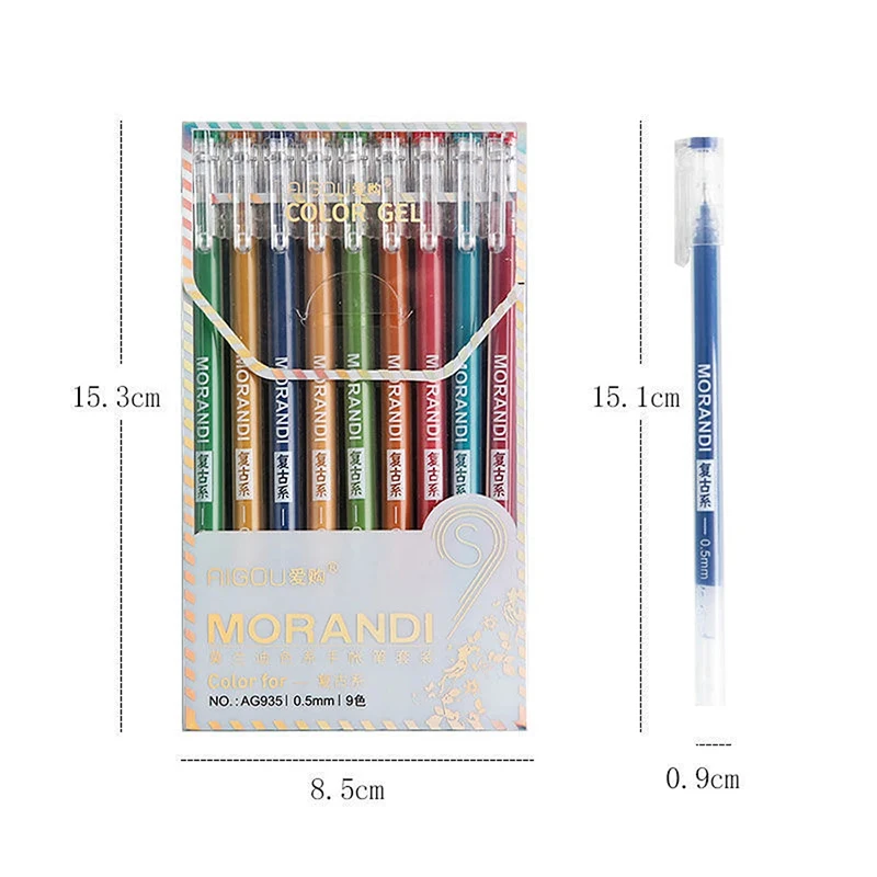 9 Multi Color Neutral Needle Pens For Student And Girl Handbags With A Large Capacity Full Tube Morandi Color Highlight Pen