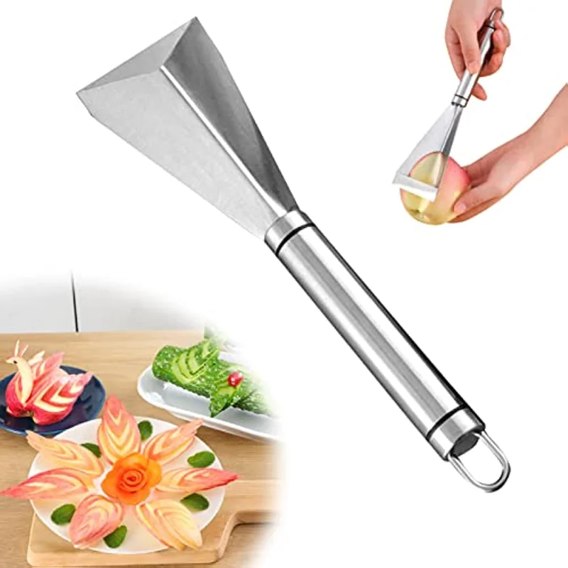 

Stainless Steel Fruit Carving Knife, Engraving Blades Kitchen Accessories,Triangular Shape Vegetable Knife Slicer,DIY Carving