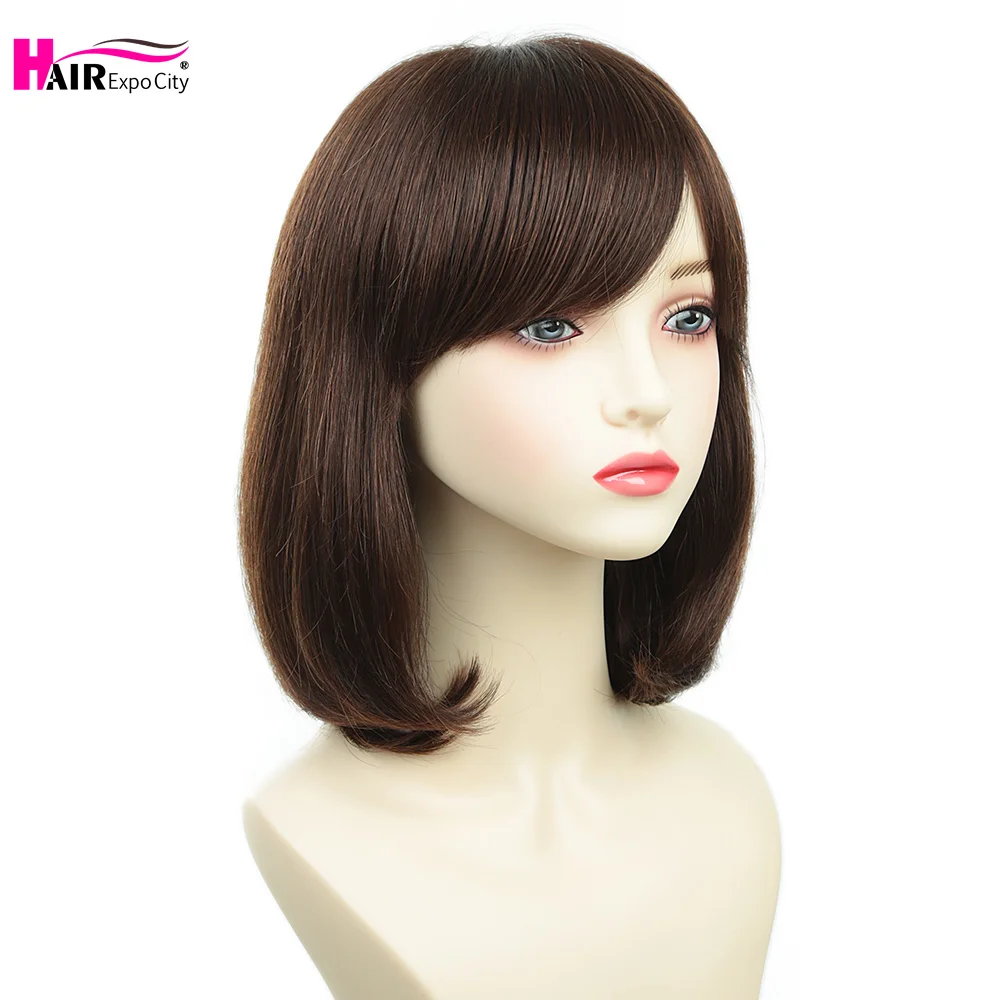 Bob Wig With Bangs Blende Hair Wigs For Women Brown Mixed Heat Resistant Fashion Wig Shoulder Length  Cosplay Party Wigs