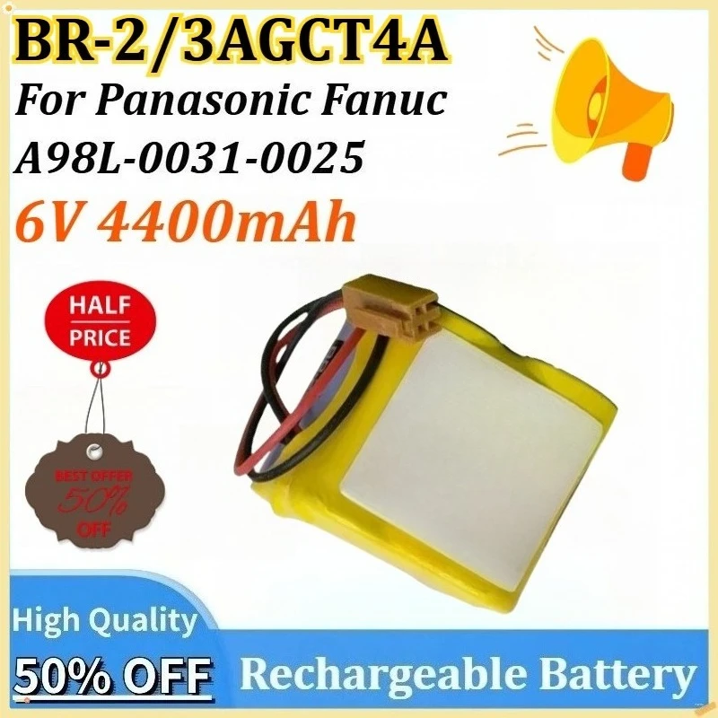 

6V 4400mAh BR-2/3AGCT4A Newly upgraded Battery Pack PLC Lithium Industrial for Panasonic Fanuc A98L-0031-0025 Disposable Battery