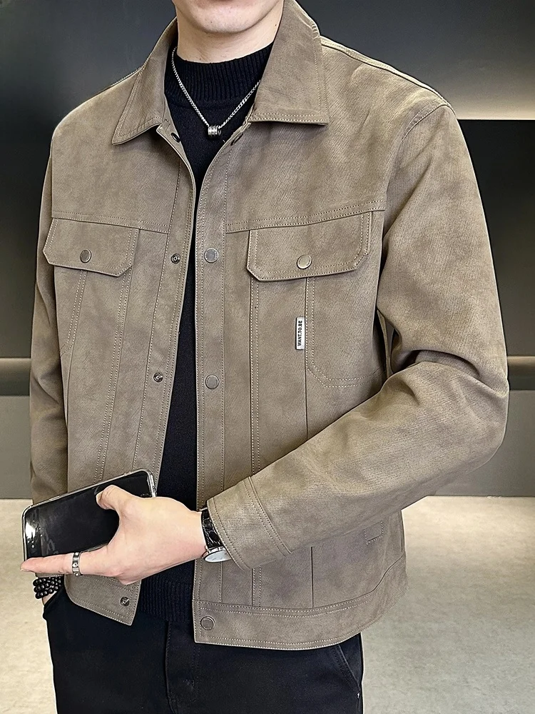 

Leather Jaet Men's Spring 2026 New Sle Casual American Retro Leather Coat Men's Faionable Outerwear