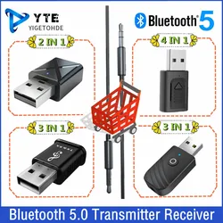 YIGETOHDE Bluetooth 5.0 Transmitter Receiver 4 in 1 3 in 1 2 in 1 Adapter Dongle 3.5Mm AUX For TV PC Headphones Home Stereo Car