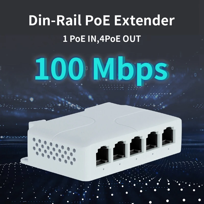 5 Port 10/100Mbps POE Extender 1 In 4 Out Network Switch Repeater Support IEEE802.3Af/At/Bt For Poe Switch NVR IPC