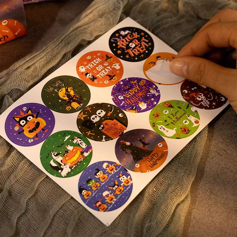 48 Stuks Halloween Stickers Happy Halloween Party Cadeau Tas Verzegelde Envelop En Decoratieve Ronde Zelfklevende Etiket