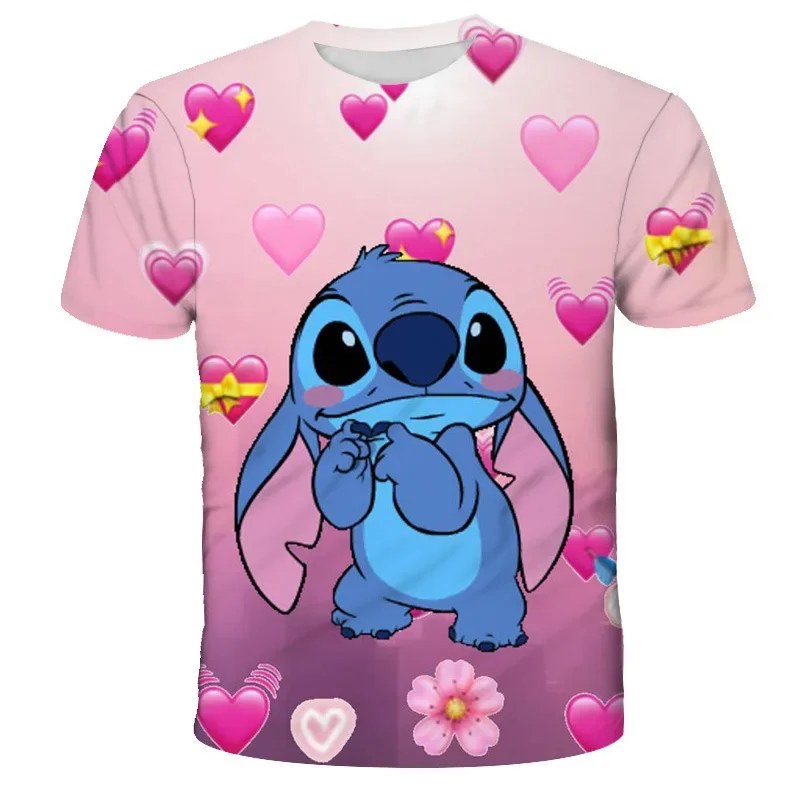 Stitch T-Shirts Disney Cartoon Anime Colorful 3D Print Streetwear Men Women Fashion Oversized T Shirt Kids Boys Girls Tees Tops