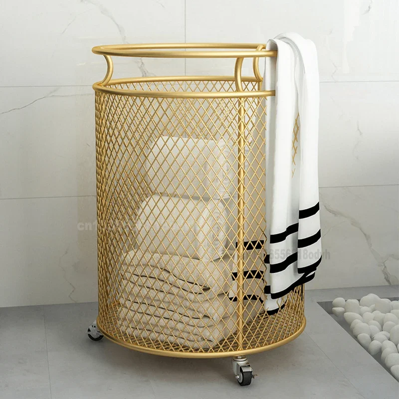 

Luxury Laundry Baskets, Household Dirty Clothes Storage, Bathroom Laundry Organizer with Wheels, Nano Paint Iron Rack