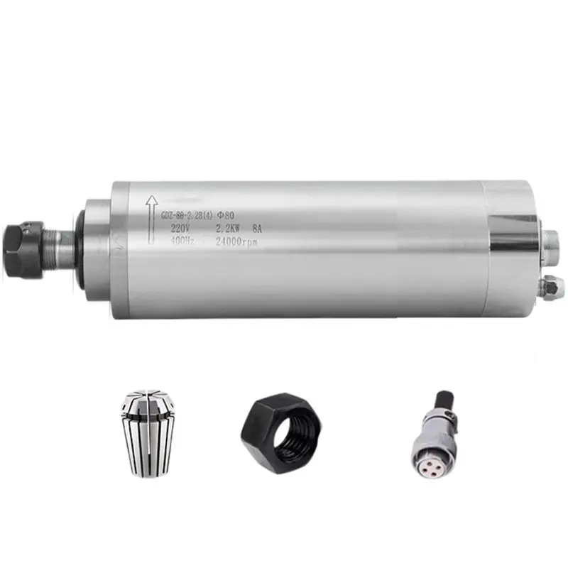 

НОВИНКА! A93G】 GDZ-80-2.2B Шпиндельный двигатель с водяным охлаждением 2.2 кВт ER20 220В 24000 об/мин 80 мм 400 Гц для фрезерных станков с ЧПУ
