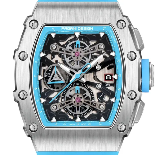 Imagen 2 del producto Pagani Design-relojes de cuarzo para hombre, esfera con mecanismo al descubierto, resistente al agua, deportivo, con cronógrafo de cristal de zafiro rectangular
