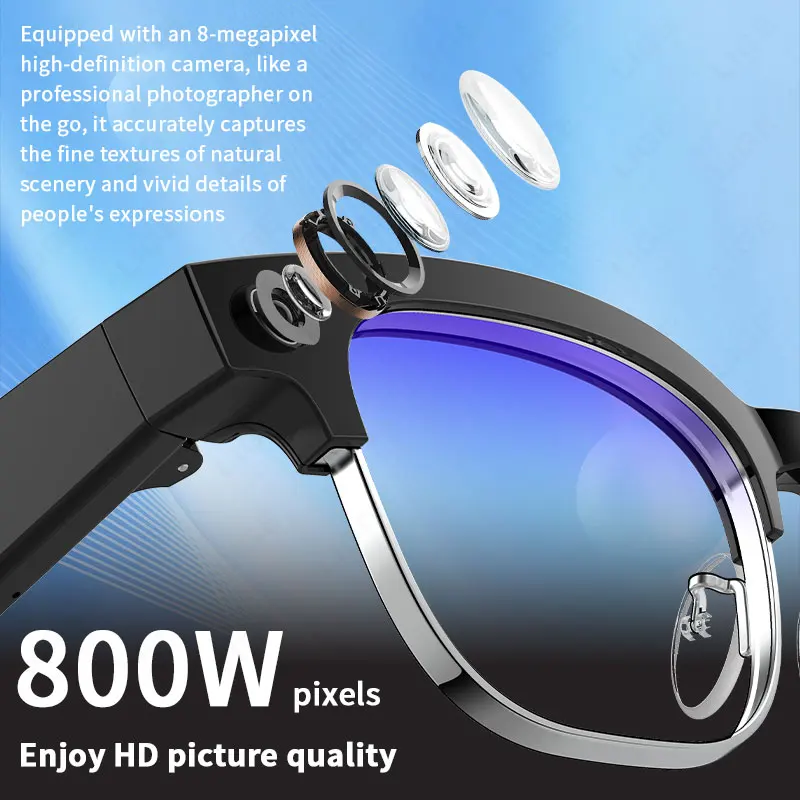 LIGE New 8MP Ultra-Wide HD Camera Smart Glasses Video Record 4GB AI Photo Recognition BT Call Translation Voice Smart Sunglasses