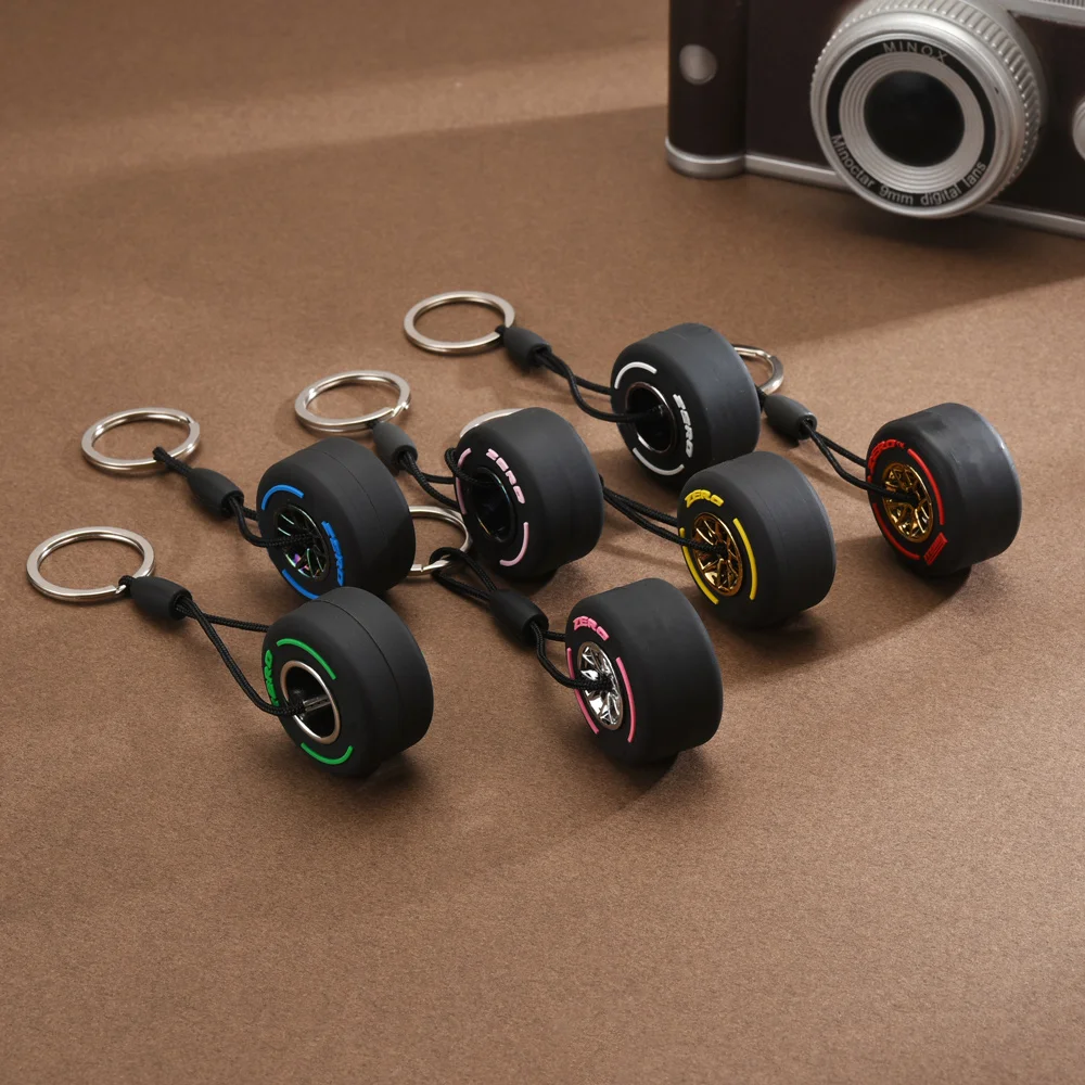 2024 New F1 Racing Simulation Tire Keychain Tyre With Wheel hub Pendant Car Accessories Small Gifts Unisex Key Pendant Gadgets