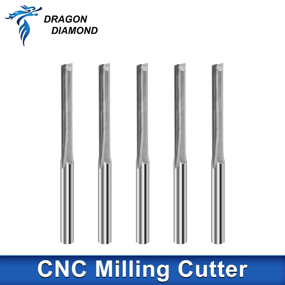 Straight Milling Cutter 3.175 6 8mm Shank 2 Flute Carbide End Mill CNC Router for Woodworking Tools Engraving Bit Slot