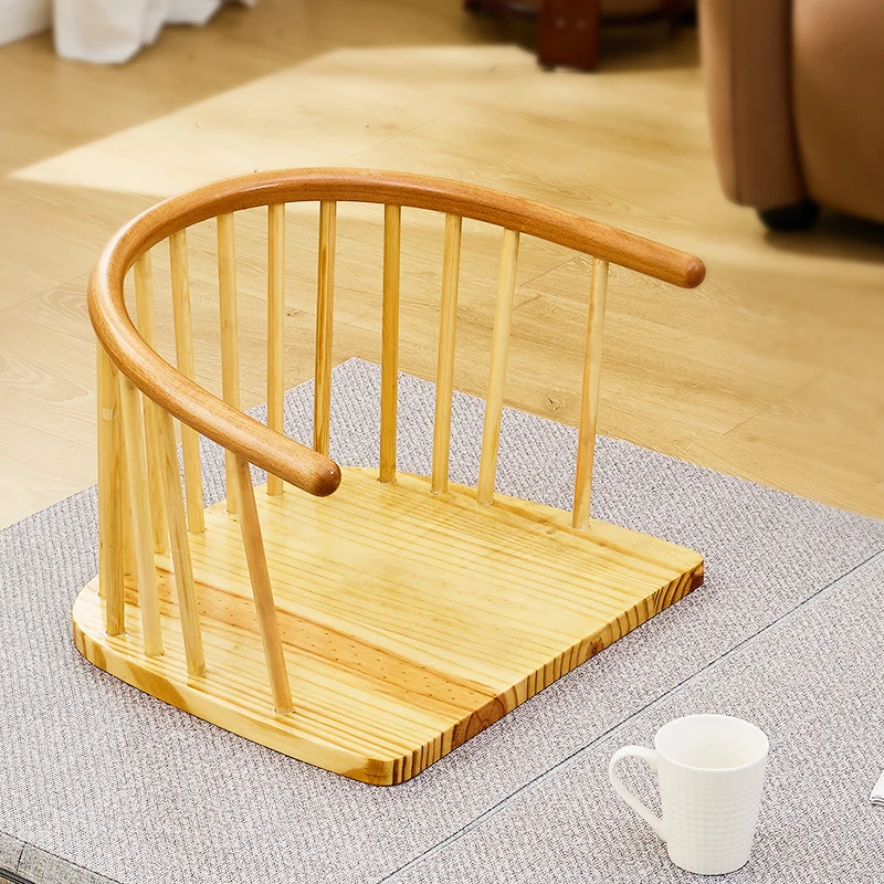 Solid Wood Armless Japanese Zen Meditation Seat- Lightweight No-Leg Lazy Chair for Home Floor Sitting