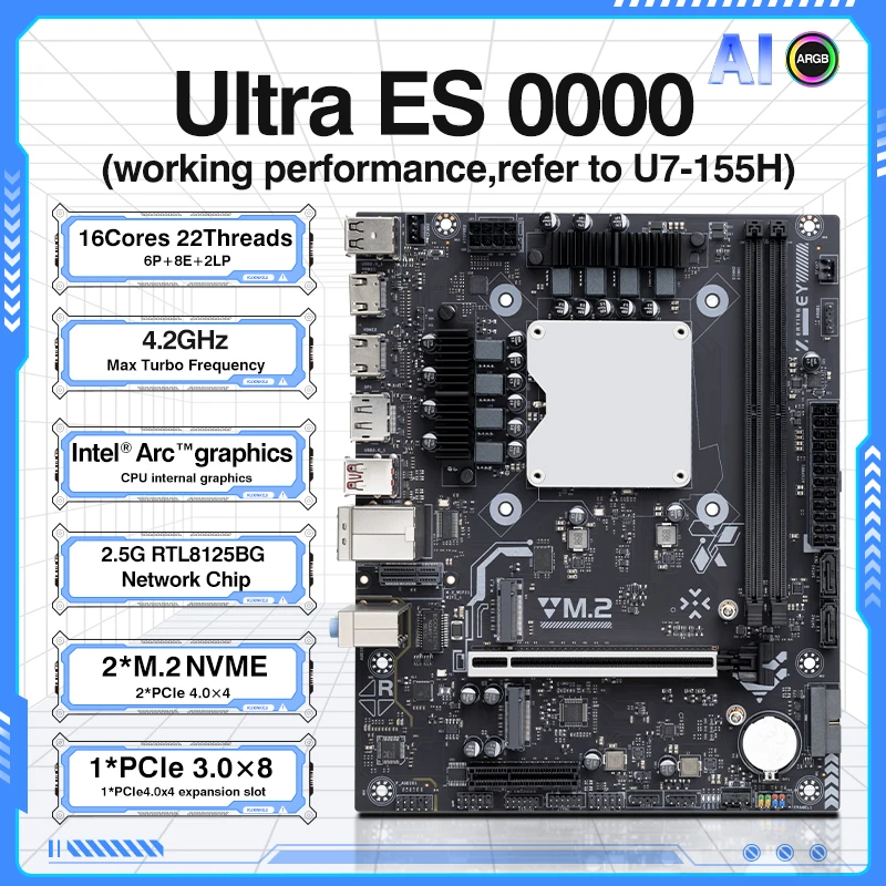 Ultra ES 0000 マザーボード　erying ERYING Ultra ES 0000 Series DDR5 Motherboard with CPU
