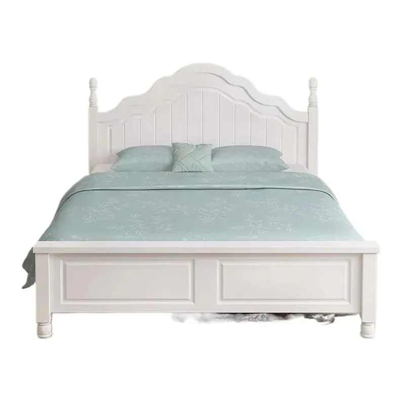 xx-White Double Bed Bedrooms Decoration Wooden Platform Hotel Double Bed King Size Luxury Lit 2 Personnes Furniture Home^