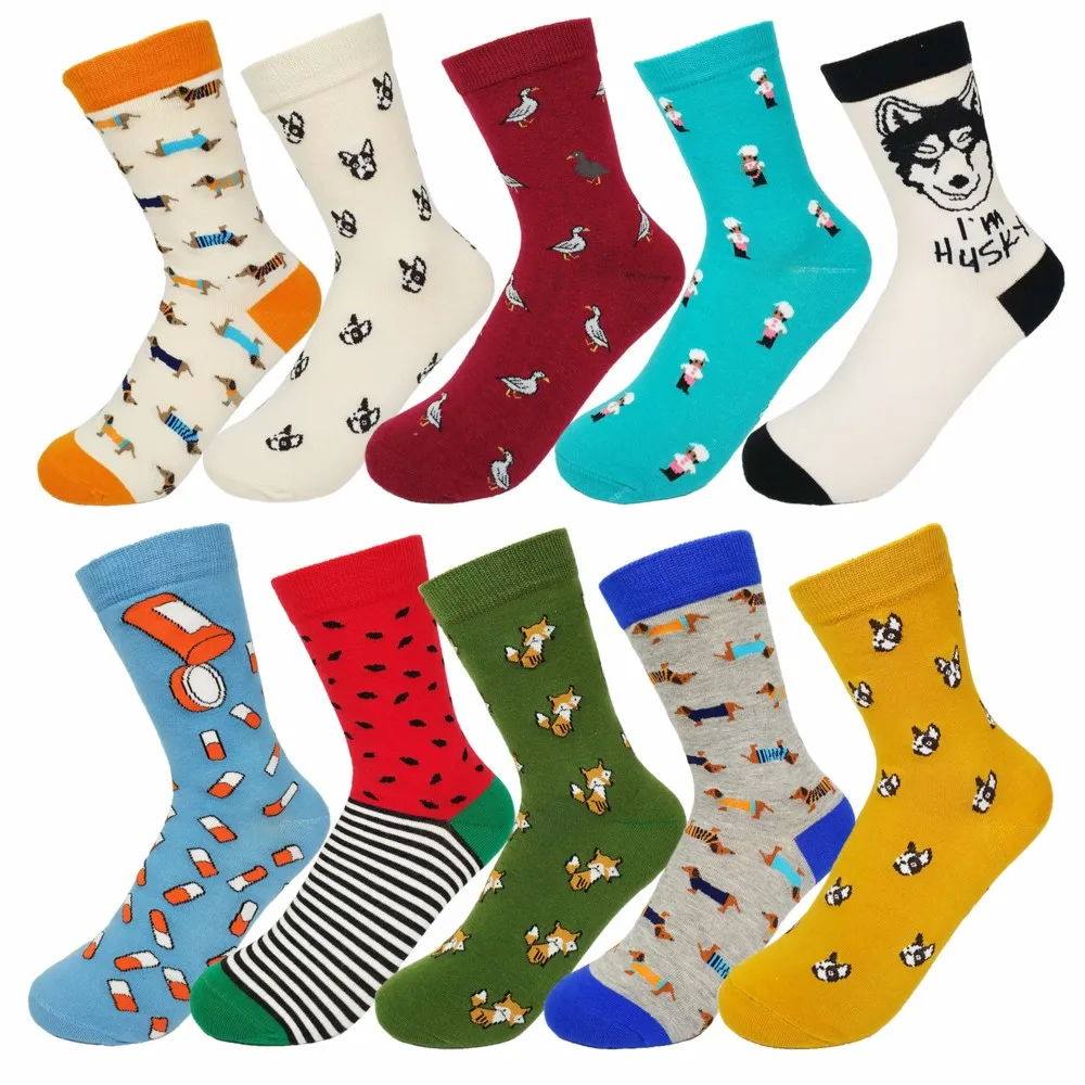 10/20 Pairs New fashion Women Men Colorful Dog Cotton Socks Spring Couple Lover Casual Pill Fox Neutral Funny Socks