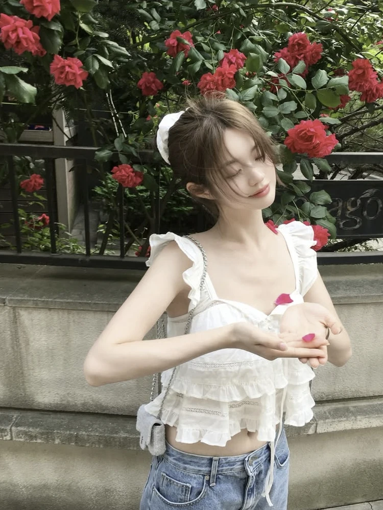 Top Corto de Aodón Barnn*t con Hombros Descubiertos para Mujer, Ajustado, Transpirable, Estilo Veraniego con Dobladillo con...