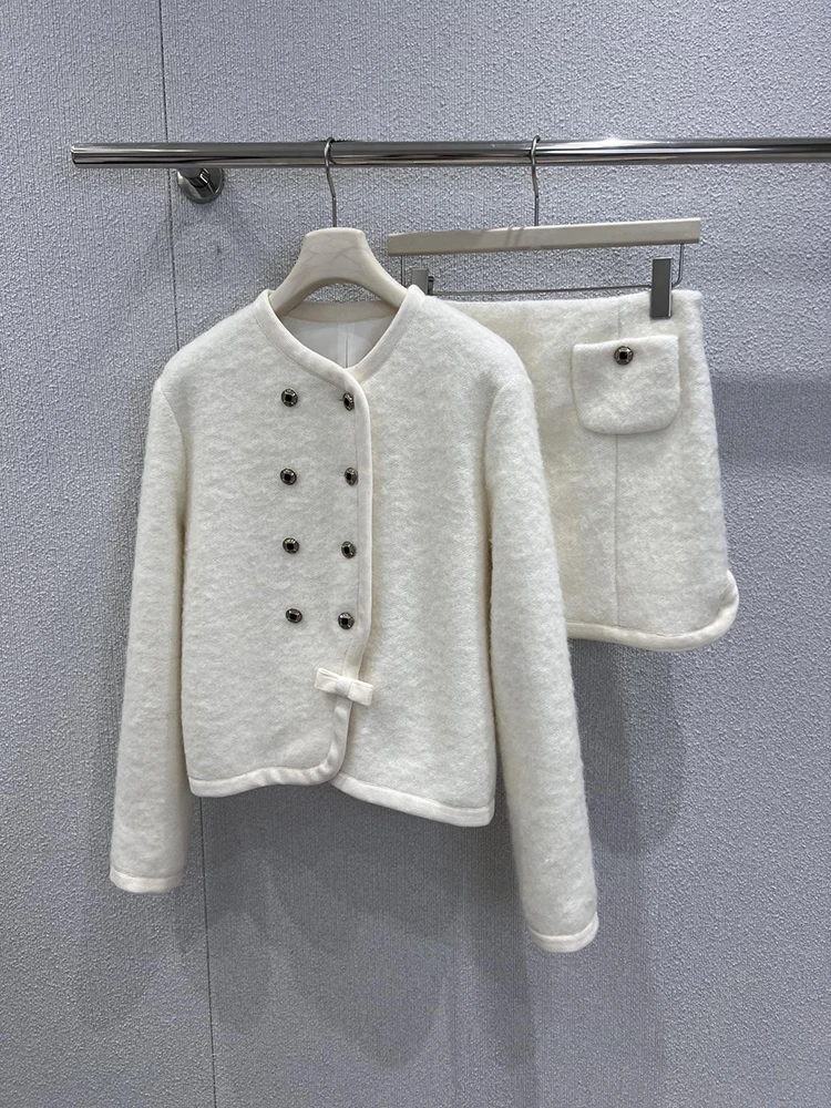 SVORYXIU الخريف نمط جديد نمط غير رسمي WhiteO-الرقبة مزدوجة الصدر معطف ألف خط دعوى المرأة أزياء أنيقة صغيرة؛ بدلة #1