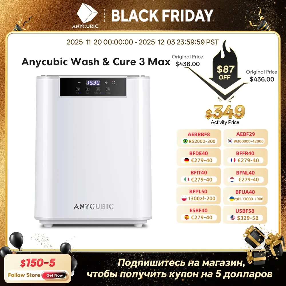 

ANYCUBIC Wash&Cure 3 Max With 15.1L Ultra-large Capacity For Large Resin 3D Printer Wash & Cure All-in-1 Washing Curing Machine