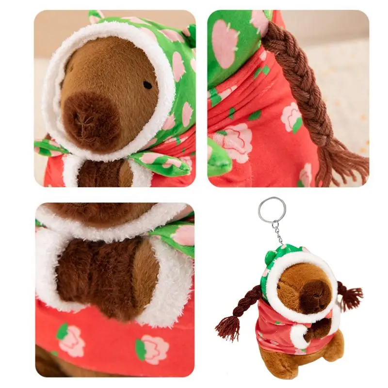 Capybara Keychain Capybara Pendant For Backpack Plush Animals Toys Coat Flowered Jacket Pigtail Cassock Capybara Pendant For Bag